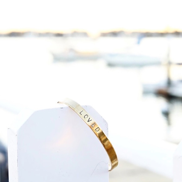 Gold Brass Stamped Cuff Bracelet (J2) - Picture 2 of 8